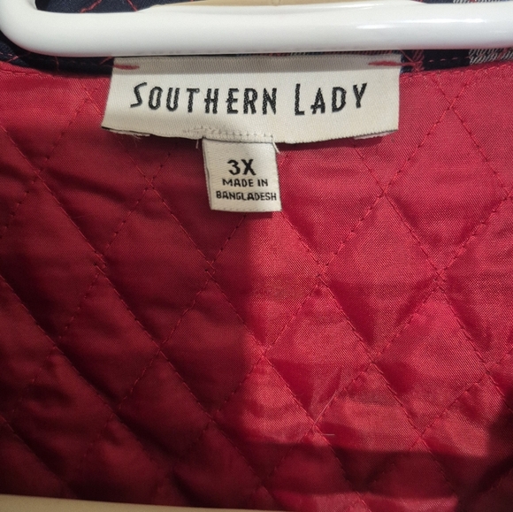 Southern Lady Plaid Quilted Vest with Zipper And Pockets 3X - Picture 2 of 6